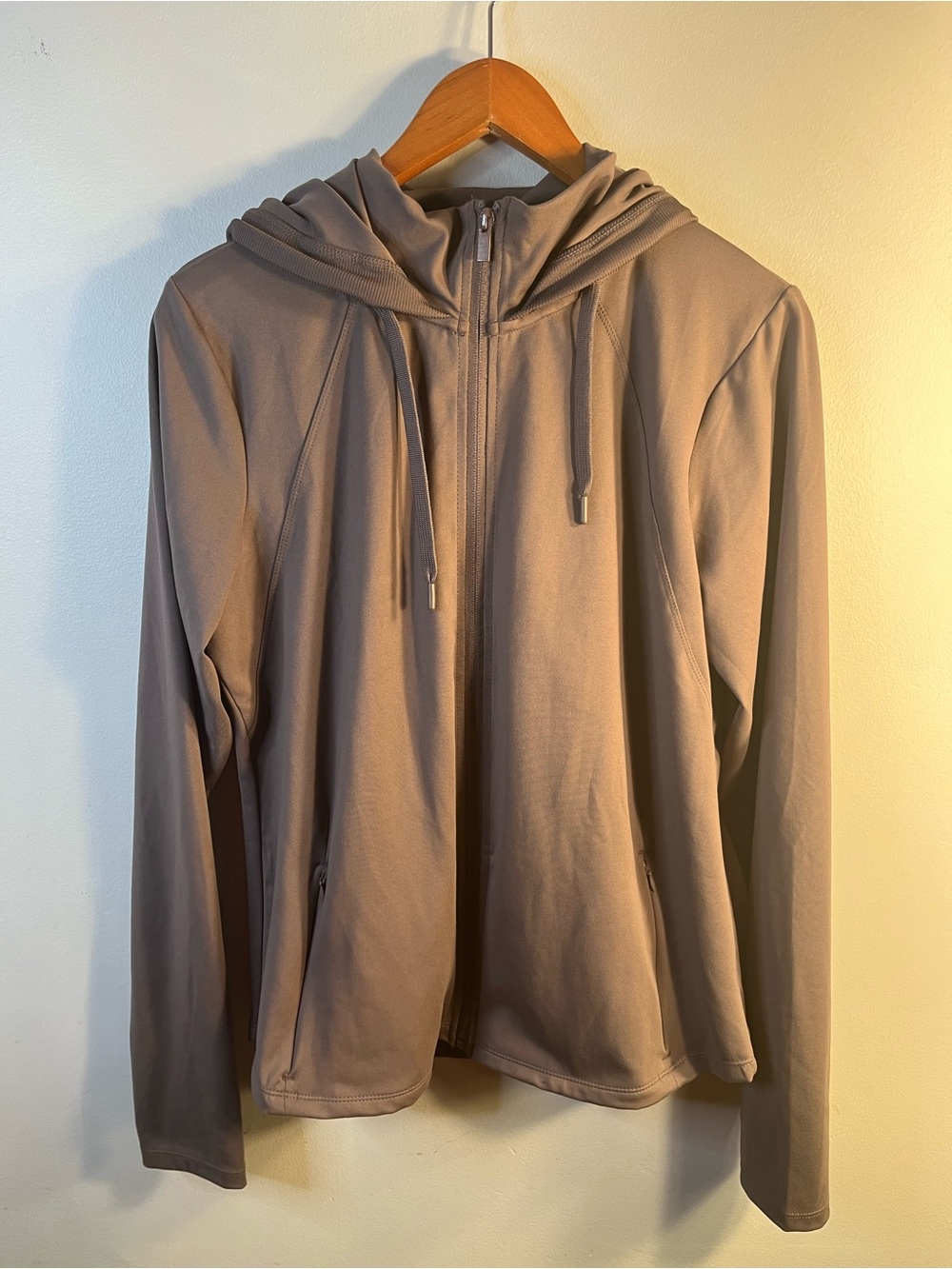 Jockey Full-Zip Hoodie Thumbhole Cuffs Brown Women’s Size L